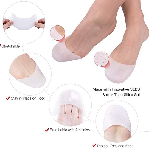 Xiuyer 2 Pares Protectores Punteras Ballet Silicona Agujero Transpirable Almohadillas 10 Pares Silicona Protector Dedos Pie Gel Toe Caps para Los Pies