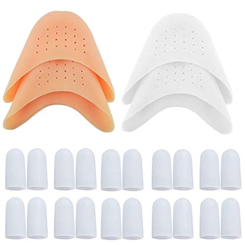 Xiuyer 2 Pares Protectores Punteras Ballet Silicona Agujero Transpirable Almohadillas 10 Pares Silicona Protector Dedos Pie Gel Toe Caps para Los Pies