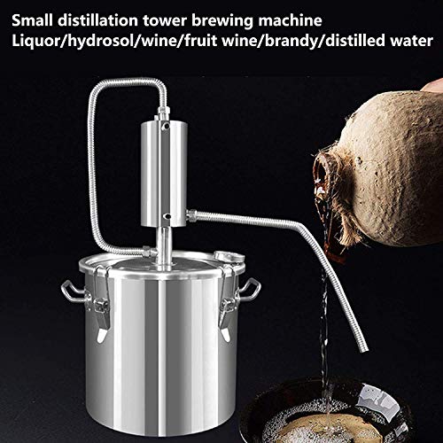 XJZKA Kit de preparación de Whisky de 12/22 l, destilador de Alcohol de Agua, Fabricante de aceites Esenciales, Caldera de Tubo de Acero Inoxidable con termómetro, Kit de elaboración de