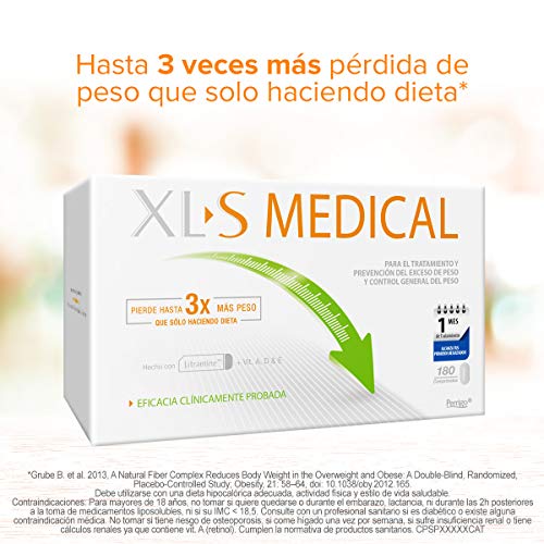 XL-S Medical Captagrasas para Perder Peso - Capta 28% de la Grasa Ingerida1 - Comprimidos para Adelgazar - Pack 2 x 180 Comprimidos, 2 Mes de Tratamiento