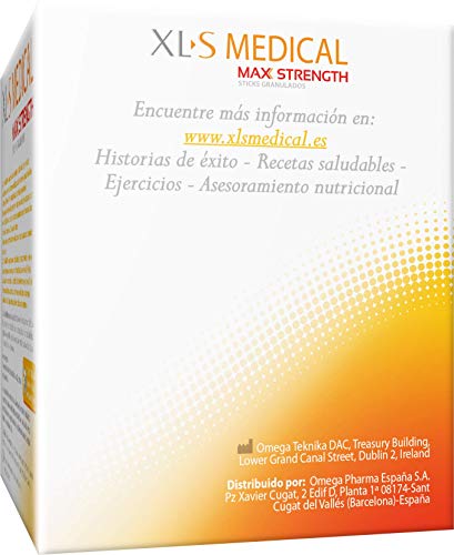 XL-S Medical Max Strength - Bloqueador de la absorción de Carbohidratos, Azúcares y Grasas, para Adelgazar, Reduce la ingesta de Calorías y Antojos - 60 Sticks, 1 Mes de Tratamiento