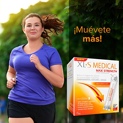 XL-S Medical Max Strength - Bloqueador de la absorción de Carbohidratos, Azúcares y Grasas, para Adelgazar, Reduce la ingesta de Calorías y Antojos - 60 Sticks, 1 Mes de Tratamiento