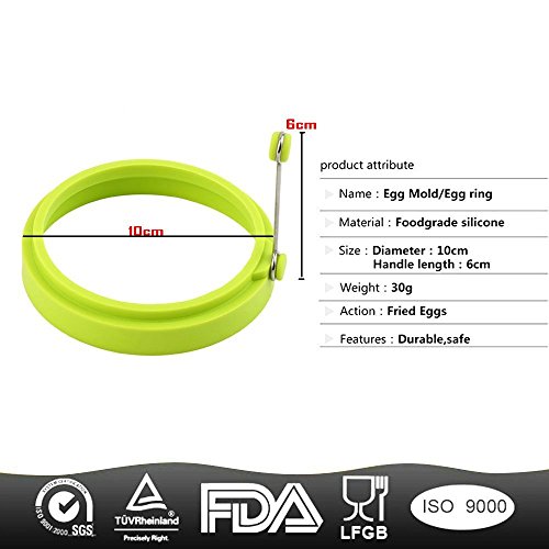 XLKJ 4 Pcs Moldes para Huevos Fritos Molde Anillo de Silicona para Huevos Fritos Tortitas Huevos Escalfados ect, Verde XLKJ 4 Pcs Moldes para Huevos Fritos Molde Anillo de Silicona para Huevos Fritos Tortitas Huevos Escalfados ect, Verde