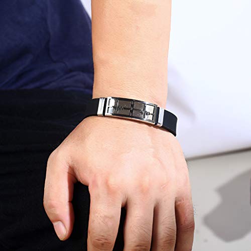 XLO Pulseras de Silicona, Bandas de Goma de Acero Inoxidable para la Pulsera de Goma de Fitness, Ejercicios, Crossfit, Baloncesto, Levantamiento XLO Pulseras de Silicona, Bandas de Goma de Acero Inoxidable para la Pulsera de Goma de Fitness, Ejercicios, Crossfit, Baloncesto, Levantamiento
