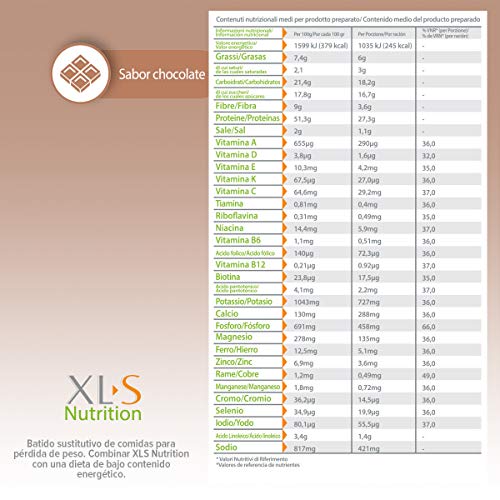 XLS Medical Nutrition Chocolate + Shaker de regalo - Batido sustitutivo de comidas para perder peso - Ingredientes de origen natural - contiene todas las vitaminas del grupo B - Sin gluten - 400 g XLS Medical Nutrition Chocolate + Shaker de regalo - Batido sustitutivo de comidas para perder peso - Ingredientes de origen natural - contiene todas las vitaminas del grupo B - Sin gluten - 400 g