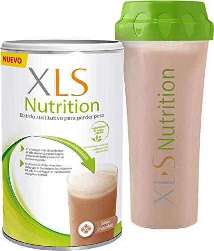 XLS Medical Nutrition Chocolate + Shaker de regalo - Batido sustitutivo de comidas para perder peso - Ingredientes de origen natural - contiene todas las vitaminas del grupo B - Sin gluten - 400 g