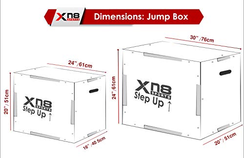 Xn8 Caja de Salto pliométrica- Pliometrico de Madera Caja - cajón para Saltos - Wood Plyobox ​Apta Gimnasio Profesional o Entrenamiento al Aire Libre y Plyo Ejercicio Agility Salto Vertical