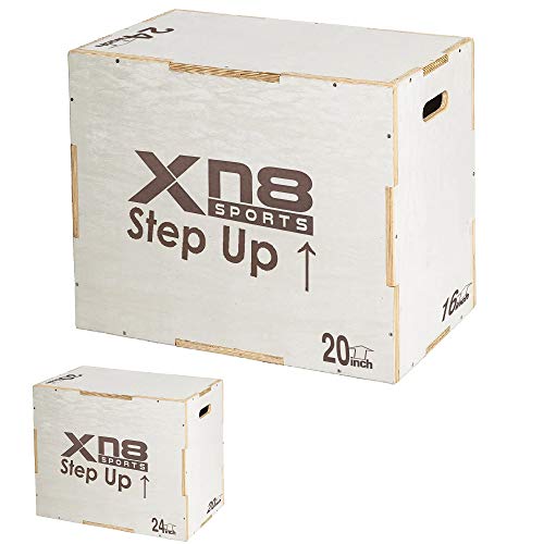 Xn8 Caja de Salto pliométrica- Pliometrico de Madera Caja - cajón para Saltos - Wood Plyobox ​Apta Gimnasio Profesional o Entrenamiento al Aire Libre y Plyo Ejercicio Agility Salto Vertical