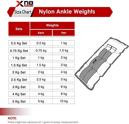 XN8 Peso para Tobillo Ajustable 0.5kg-3kg Durable Peso Correa Pesa Tobillera para Ejercicio, Footing, Caminar, Gimnasia, Aeróbic, Gimnasio, Fuerza Formación