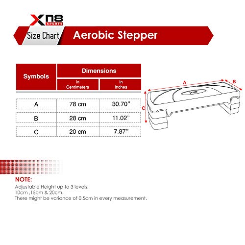 XN8 Step Fitness - aeróbic escalón - Paso aeróbico Ajustable - Fitness Step para Ejercicios en casa