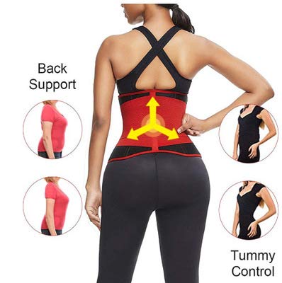 Xnhgfa - Trainer para mujer - Corsé adelgazante plano para adelgazar - Cintura esculante - Sudación - Cinturón abdominal ajustable con efecto sauna, color rojo - XXXL