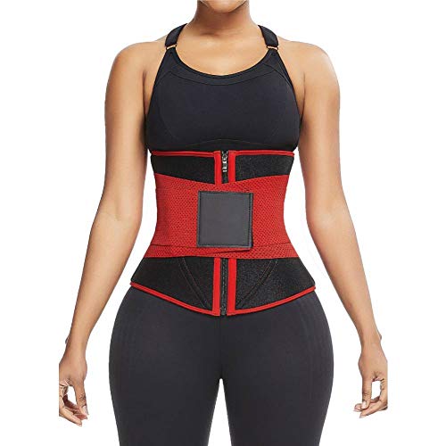 Xnhgfa - Trainer para mujer - Corsé adelgazante plano para adelgazar - Cintura esculante - Sudación - Cinturón abdominal ajustable con efecto sauna, color rojo - XXXL