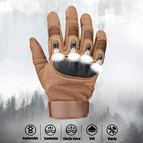 Xnuoyo Goma nudillo Duro Dedo Completo y Medio Dedo Guantes Guantes Protectores Guantes de Pantalla táctil para Motocicleta Ciclismo Caza Escalada Acampar marrón XL