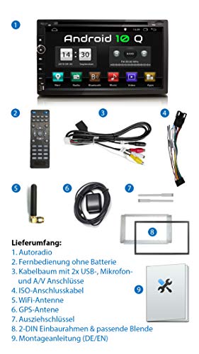 XOMAX XM-2DA758 Radio de Coche con Android 10 I Quad Core, 2GB RAM, 32GB ROM I GPS I Soporte WiFi, 3G, 4G, Dab+, OBD2 I Bluetooth I 6,9" Pantalla Táctil I DVD, CD, USB, SD, RDS I 2 DIN