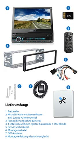 XOMAX XM-VN745 Radio de Coche con Mirrorlink I Navegador GPS I Bluetooth I Pantalla táctil 7" / 18 cm I RDS, USB, AUX I Conexiones para cámara de Marcha atrás y Mando a Distancia del Volante I 1 DIN XOMAX XM-VN745 Radio de Coche con Mirrorlink I Navegador GPS I Bluetooth I Pantalla táctil 7" / 18 cm I RDS, USB, AUX I Conexiones para cámara de Marcha atrás y Mando a Distancia del Volante I 1 DIN