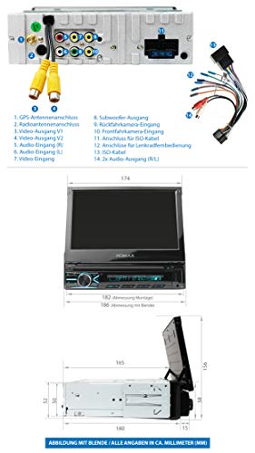 XOMAX XM-VN745 Radio de Coche con Mirrorlink I Navegador GPS I Bluetooth I Pantalla táctil 7" / 18 cm I RDS, USB, AUX I Conexiones para cámara de Marcha atrás y Mando a Distancia del Volante I 1 DIN