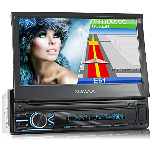 XOMAX XM-VN745 Radio de Coche con Mirrorlink I Navegador GPS I Bluetooth I Pantalla táctil 7" / 18 cm I RDS, USB, AUX I Conexiones para cámara de Marcha atrás y Mando a Distancia del Volante I 1 DIN