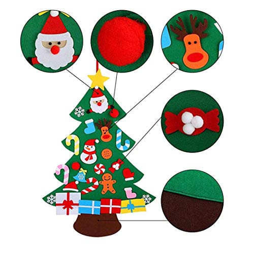 XONOR Juego de árbol de Navidad de Fieltro DIY con Adornos para niños, decoración de Colgar en la Puerta de año Nuevo