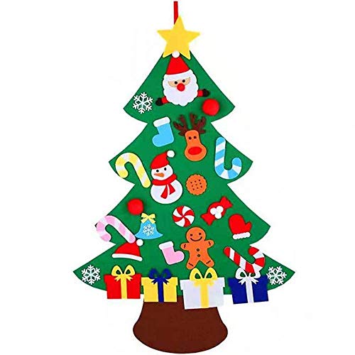 XONOR Juego de árbol de Navidad de Fieltro DIY con Adornos para niños, decoración de Colgar en la Puerta de año Nuevo