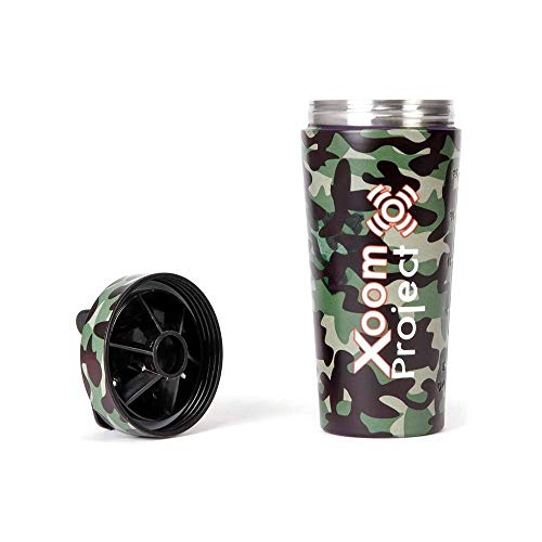 XOOM PROJECT |Vaso Mezclador de Acero Inoxidable | Ideal para Suplementos y Proteínas |Camuflaje