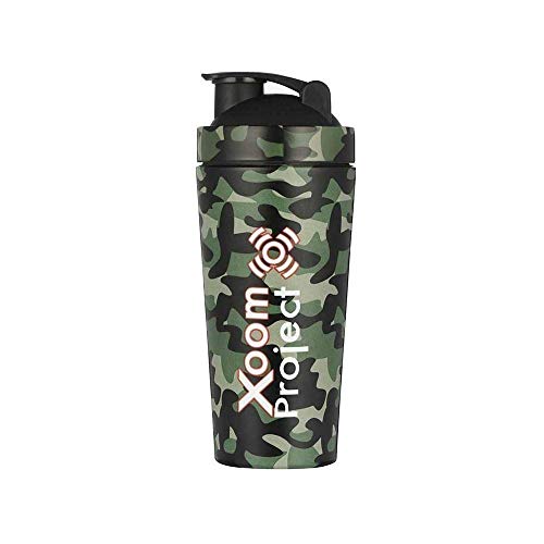 XOOM PROJECT |Vaso Mezclador de Acero Inoxidable | Ideal para Suplementos y Proteínas |Camuflaje