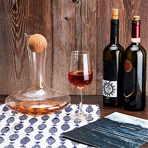 XQK 4 Piezas Bola de Corcho De Vino Botella De Vino De Madera Tapón de Corcho Natural Decantador De Vino De 6,5 Cm con Bolsa De Lona para Fiesta, Cantina, Cóctel