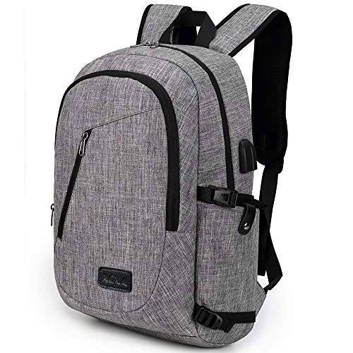 XQXA Mochila Antirrobo Impermeable,Mochila Portatil 15.6 Pulgadas Mochila Hombre con Puerto de Carga USB,Mochila Backpack para el Laptop para Ordenador del Negocio Trabajo Diario Viaje-Gris