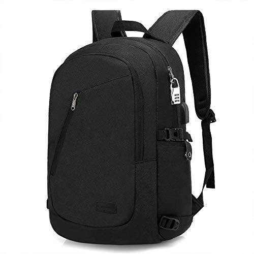 XQXA Mochila Antirrobo Impermeable,Mochila Portatil 15.6 Pulgadas Mochila Hombre con Puerto de Carga USB,Mochila Backpack para el Laptop para Ordenador del Negocio Trabajo Diario Viaje-Negro