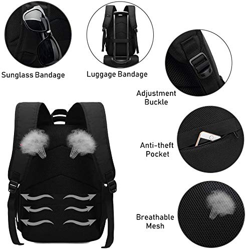 XQXA Mochila de Viaje para Ordenador portátil con Puerto de Carga USB y Puerto para Auriculares, Mochila para Estudiantes de Colegio y Universidad, Compatible con portátil de 15,6 Pulgadas