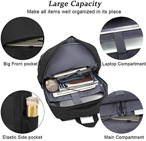 XQXA Mochila de Viaje para Ordenador portátil con Puerto de Carga USB y Puerto para Auriculares, Mochila para Estudiantes de Colegio y Universidad, Compatible con portátil de 15,6 Pulgadas