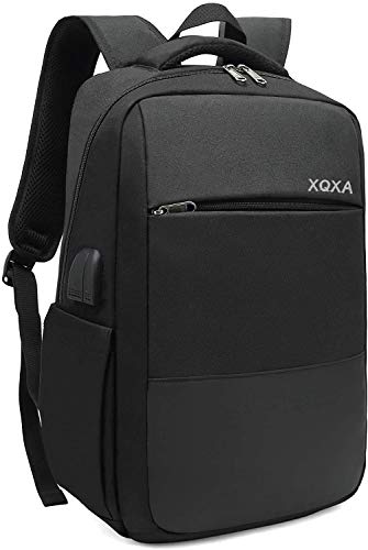XQXA Mochila de Viaje para Ordenador portátil con Puerto de Carga USB y Puerto para Auriculares, Mochila para Estudiantes de Colegio y Universidad, Compatible con portátil de 15,6 Pulgadas