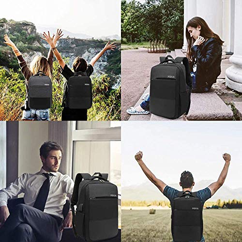 XQXA Mochila de Viaje para Ordenador portátil con Puerto de Carga USB y Puerto para Auriculares, Mochila para Estudiantes de Colegio y Universidad, Compatible con portátil de 15,6 Pulgadas