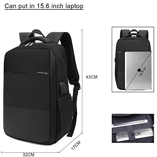 XQXA Mochila Unisex Impermeable para Ordenador Portátil de hasta 15.6 Pulgadas, con Puerto USB, Conector para Auriculares y Bolsillo Antirrobo. para los Estudios, Viajes o Trabajo - Negro XQXA Mochila Unisex Impermeable para Ordenador Portátil de hasta 15.6 Pulgadas, con Puerto USB, Conector para Auriculares y Bolsillo Antirrobo. para los Estudios, Viajes o Trabajo - Negro