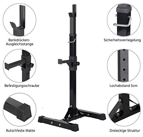 XRTJ Squat Rack Pull Up Bar Dominadas Sentadillas Stand Ajustables Anchura Y Altura Barra Pesas Estante MAX 200Kg Musculacion Levantamiento De Pesas Rack XRTJ Squat Rack Pull Up Bar Dominadas Sentadillas Stand Ajustables Anchura Y Altura Barra Pesas Estante MAX 200Kg Musculacion Levantamiento De Pesas Rack