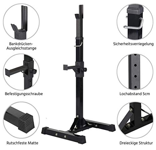 XRTJ Squat Rack Pull Up Bar Dominadas Sentadillas Stand Ajustables Anchura Y Altura Barra Pesas Estante MAX 200Kg Musculacion Levantamiento De Pesas Rack