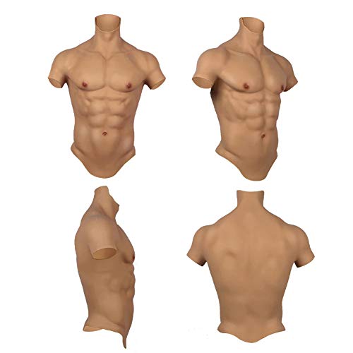 XSWL Pecho de Silicona Masculino Pecho Realista de Silicona para Hombre Traje de Medio Cuerpo para Cosplay Maquillaje Accesorios de Halloween Músculo Falso Masculino Shaper Más Fuerte,Nude,L