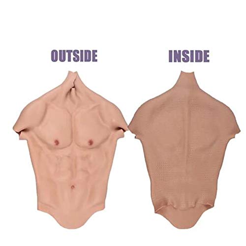 XSWL Pecho de Silicona Masculino Pecho Realista de Silicona para Hombre Traje de Medio Cuerpo para Cosplay Maquillaje Accesorios de Halloween Músculo Falso Masculino Shaper Más Fuerte,Nude,L