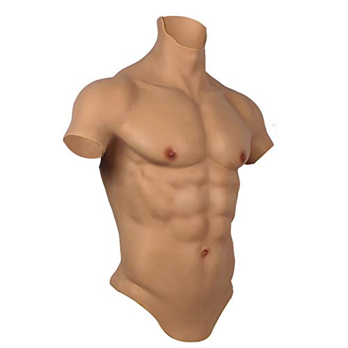 XSWL Pecho de Silicona Masculino Pecho Realista de Silicona para Hombre Traje de Medio Cuerpo para Cosplay Maquillaje Accesorios de Halloween Músculo Falso Masculino Shaper Más Fuerte,Nude,L