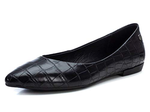 XTI - Zapato Tipo Bailarina para Mujer - Suela de Goma - Negro - 37 EU