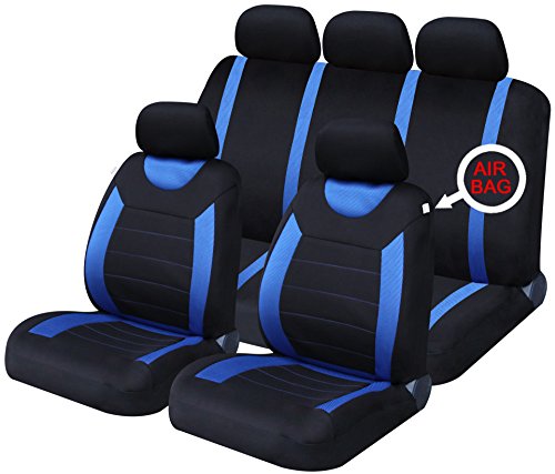 Xtremeauto xa5292djw - Juego Completo de Fundas de Asiento de Coche, Incluye Pegatina, Color Azul y Negro