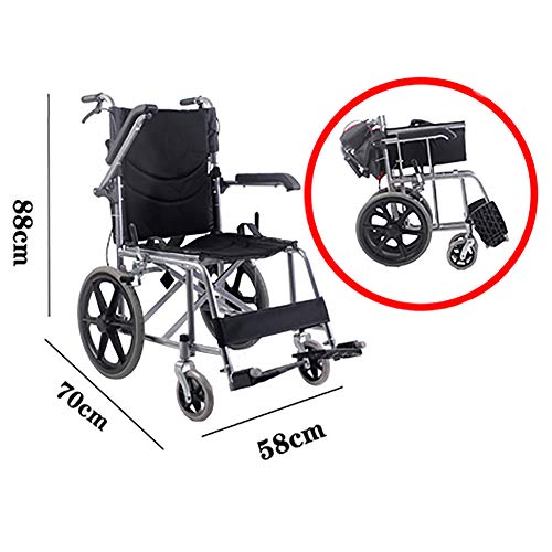 XUELIAIKEE Silla De Ruedas De Tránsito Plegable Portátil Embarque Viajar Silla De Ruedas Aluminio Silla De Transporte Ayuda A La Movilidad Silla De Ruedas con Freno De Mano para Ancianos Niños