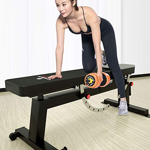 XUEYAN Press de banca con mancuernas heces heces profesional multifunción plegable Sit-up Junta Home Fitness dispositivo Silla con mancuernas rutina de ejercicio ( Color : Negro , Size : 126*69*50CM )