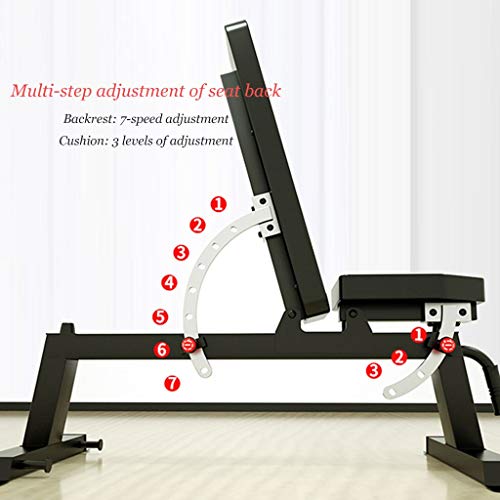 XUEYAN Press de banca con mancuernas heces heces profesional multifunción plegable Sit-up Junta Home Fitness dispositivo Silla con mancuernas rutina de ejercicio ( Color : Negro , Size : 126*69*50CM )