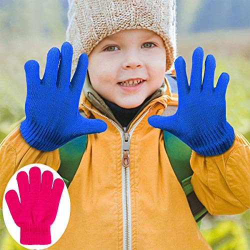 Xumier 12 pares Mitones antiarañazos Guantes de punto para niños con dedos completos Guantes Calientes Mitones de Invierno Guantes de cinco dedos