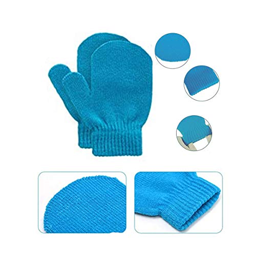 Xumier 12 pares Mitones antiarañazos Guantes de punto para niños con dedos completos Guantes Calientes Mitones de Invierno Guantes de cinco dedos