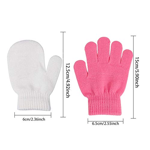 Xumier 12 pares Mitones antiarañazos Guantes de punto para niños con dedos completos Guantes Calientes Mitones de Invierno Guantes de cinco dedos