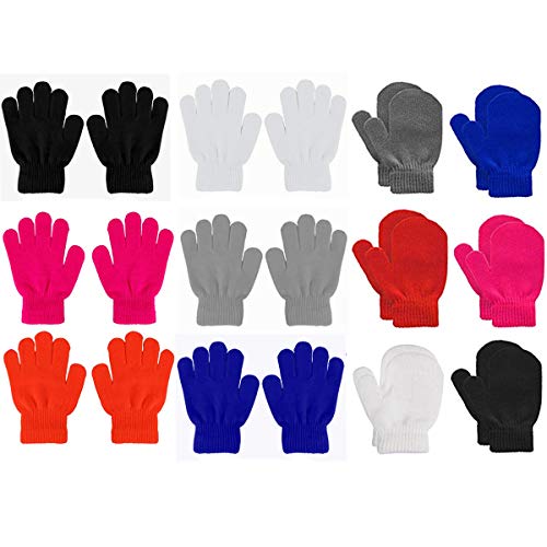 Xumier 12 pares Mitones antiarañazos Guantes de punto para niños con dedos completos Guantes Calientes Mitones de Invierno Guantes de cinco dedos