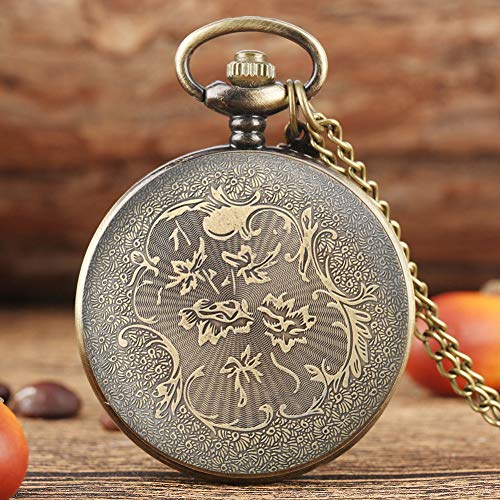 XVCHQIN Reloj de Bolsillo de Cuarzo de Bronce Antiguo, Cadena de Collar con Accesorio de Jaula, Relojes Colgantes, Reloj Steampunk de Half Hunter, Bonitos Regalos, pájaro estéreo B