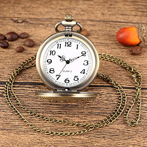 XVCHQIN Reloj de Bolsillo de Cuarzo de Bronce Antiguo, Cadena de Collar con Accesorio de Jaula, Relojes Colgantes, Reloj Steampunk de Half Hunter, Bonitos Regalos, pájaro estéreo B