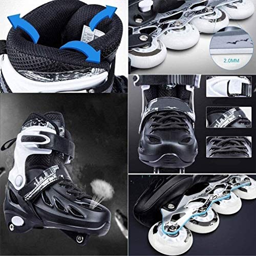 XXY Patines en línea Ajustables Velocidad en línea Patines en línea Fibra de Carbono Concurso Profesional 4 Ruedas Racing Patinaje Patines para niños y niñas (Color : Black, Size : 27 32)